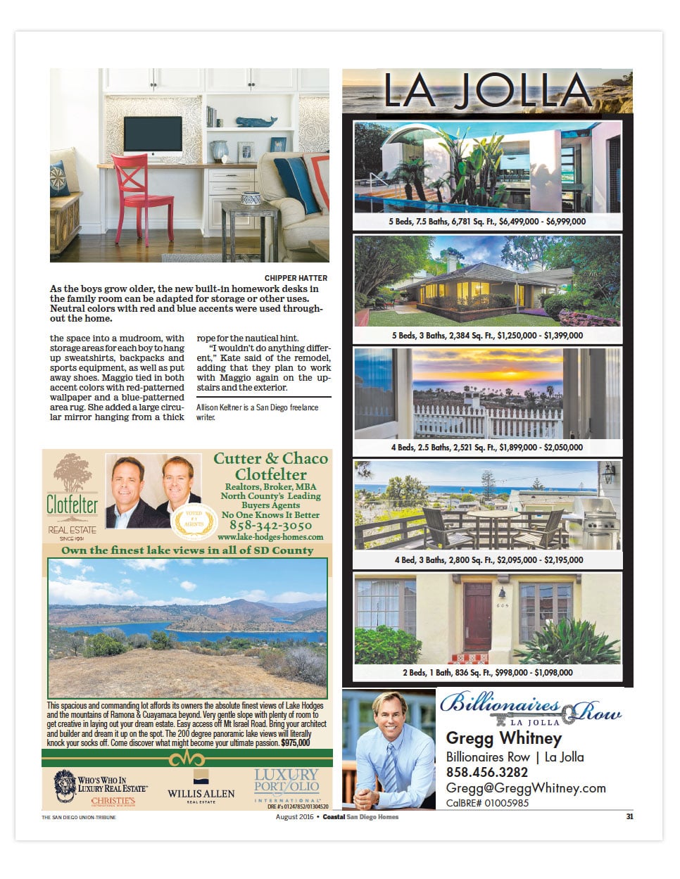 2016 Coastal San Diego Homes